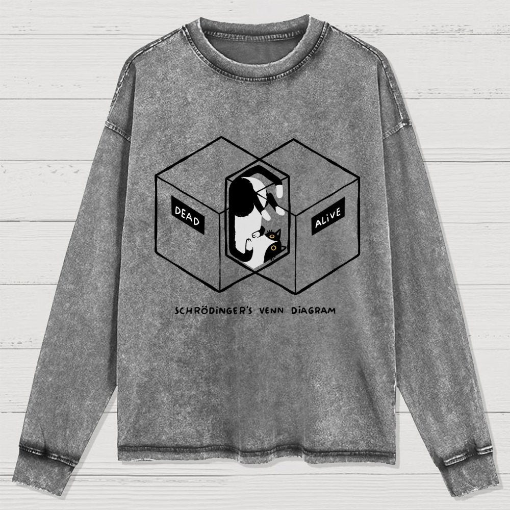 Schrodingers Venn Diagram Washed Long Sleeve Tee