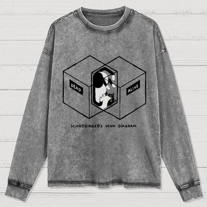 Schrodingers Venn Diagram Washed Long Sleeve Tee