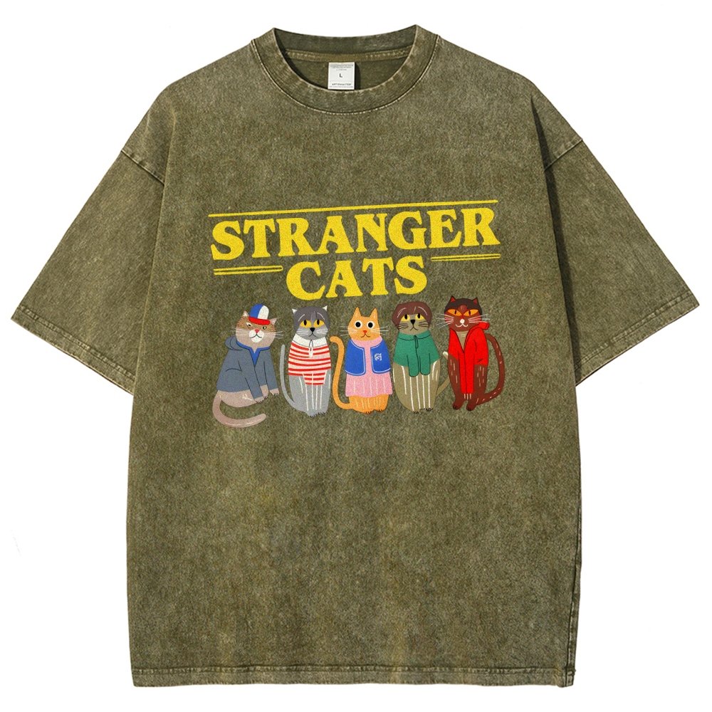 Stranger Cats Vintage Distressed T-shirt