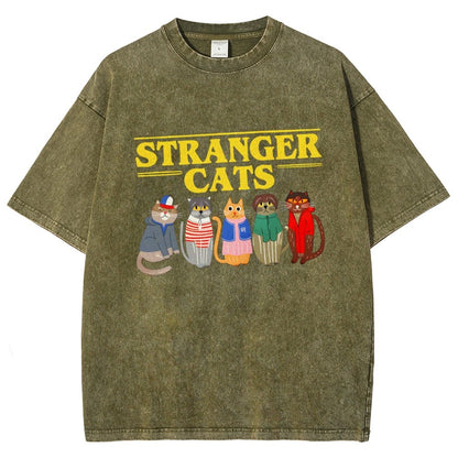 Stranger Cats Vintage Distressed T-shirt