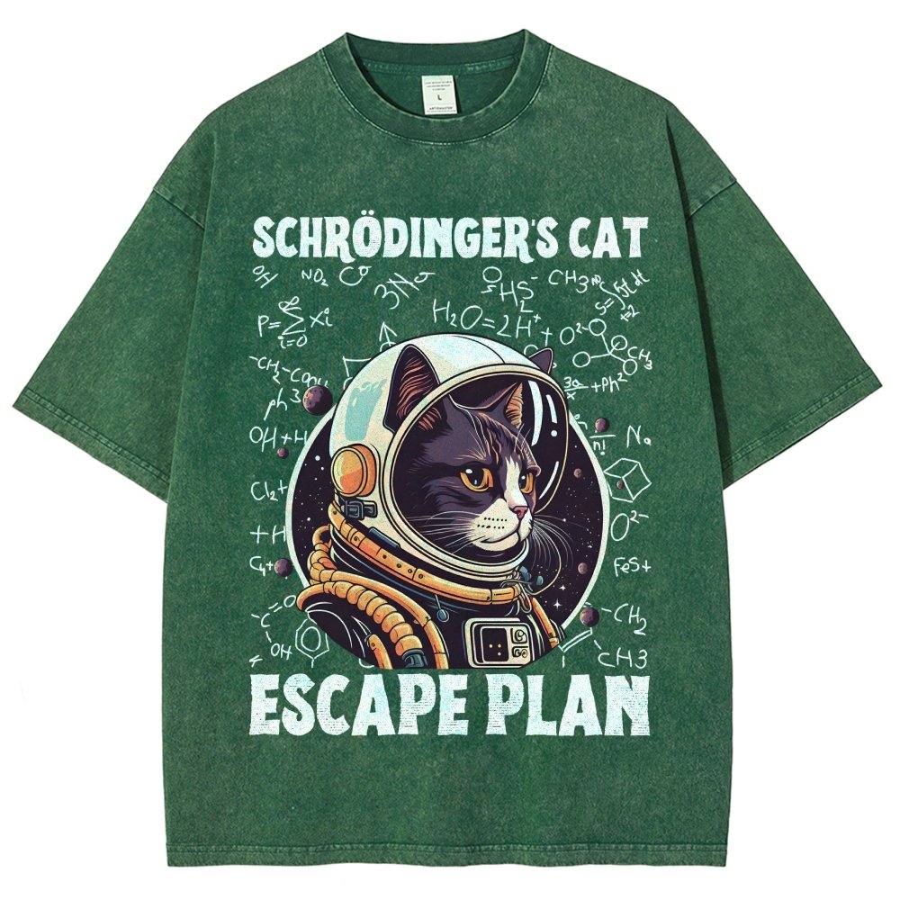 Funny Schrödinger's Cat Escape Plan Science Vintage Distressed T-shirt