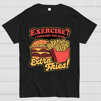 Burger Fries Exercise Geek T-Shirt