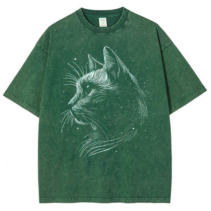 Space cat Vintage Distressed T-shirt