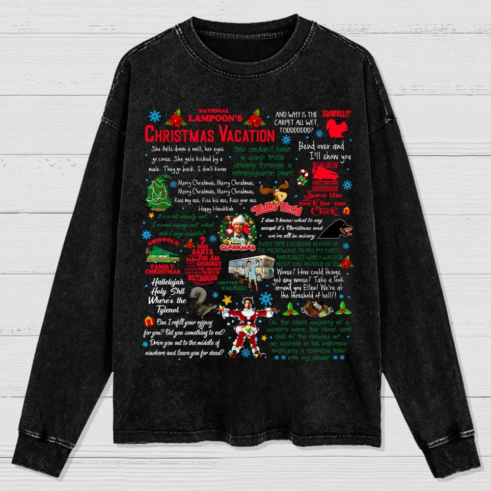 Holiday Vacation Quote Washed Long Sleeve Tee
