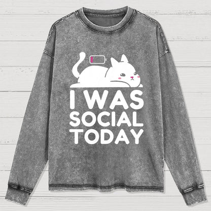 I Was Social Today Washed Long Sleeve Tee