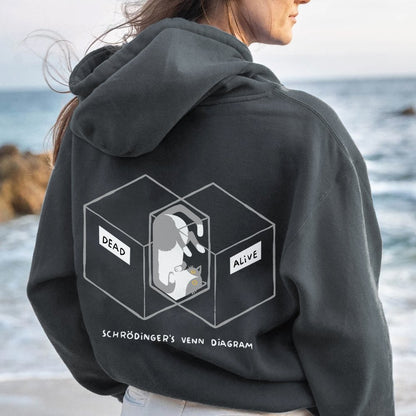 Schrodingers Venn Diagram Printed Back Unisex Cotton Hoodie