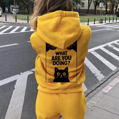 What Are You Doing Printed Back Unisex Cotton Hoodie