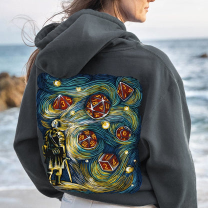 Starry Dice Printed Back Cotton Hoodie