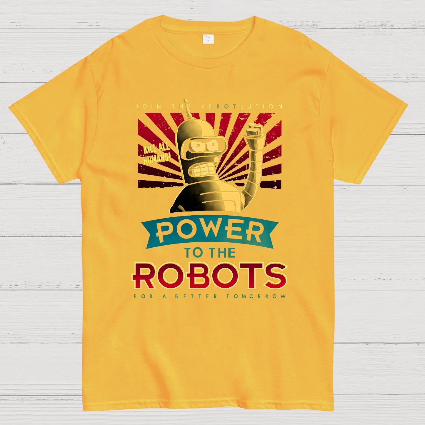 Power To The Robots Geek T-Shirt