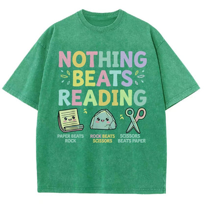 Nothing Beats Reading Librarian Book Bookworm Vintage Distressed T-shirt