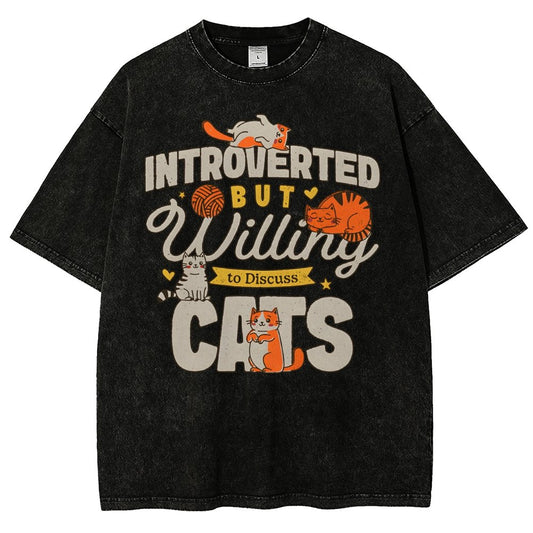 Willing to Discuss Cats Vintage Distressed T-shirt