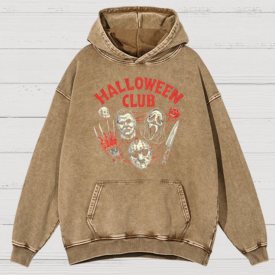 Halloween Club Vintage Distressed Hoodie