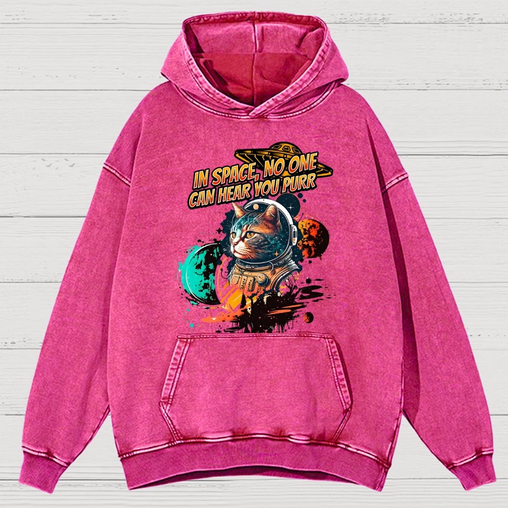 In Space No One Can Hear You Purr Vintage Distressed Hoodie