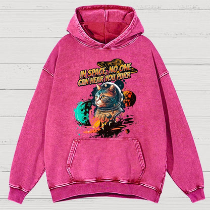 In Space No One Can Hear You Purr Vintage Distressed Hoodie