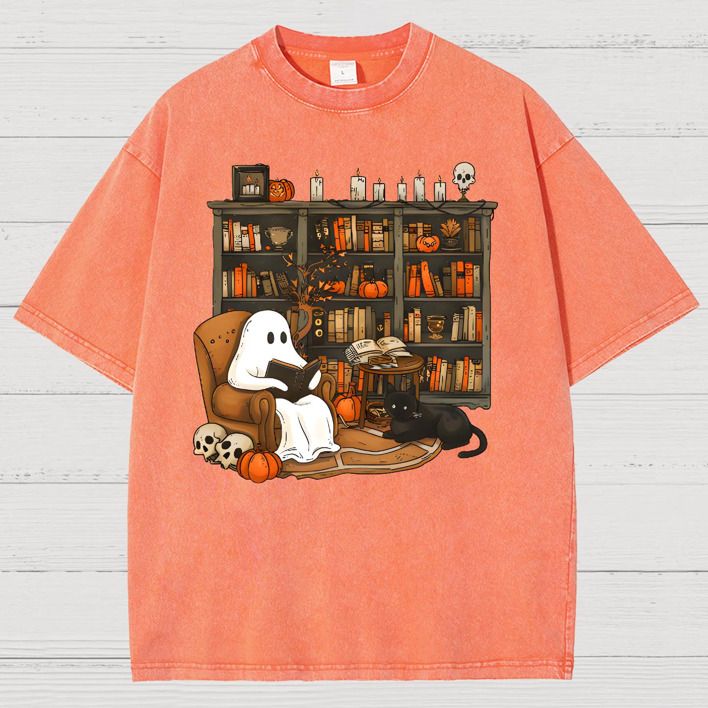 Retro Ghost Reading Books Sweatshirt Vintage Distressed T-shirt