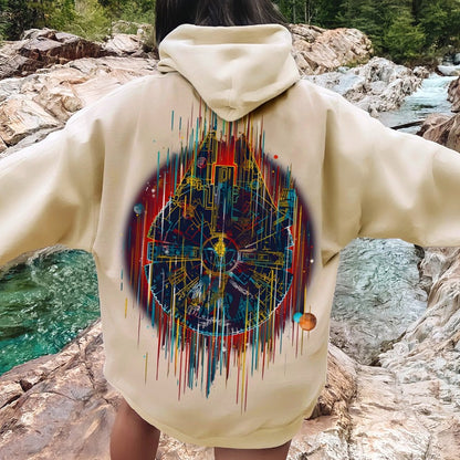The Neon Falcon Printed Back Cotton Hoodie