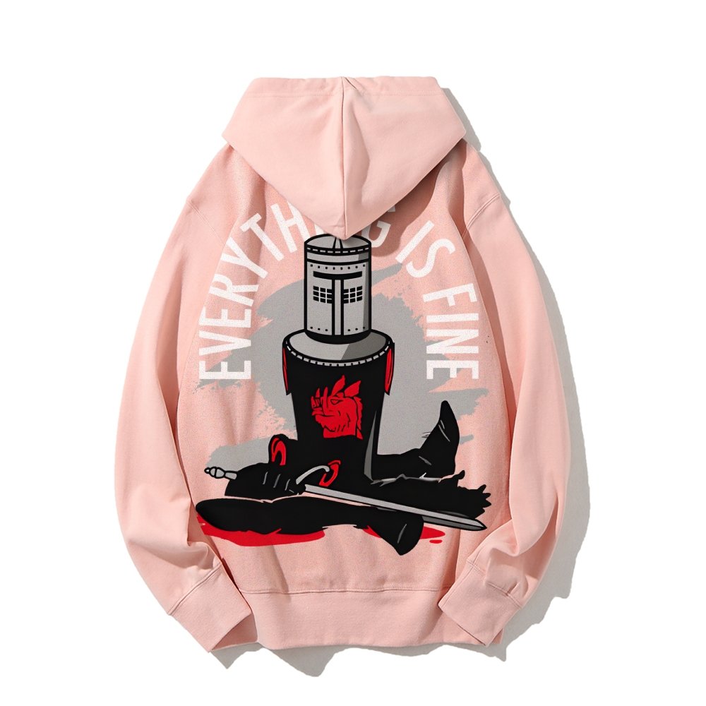 Everything Is Fine Printed Back Cotton Hoodie