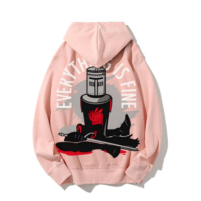 Everything Is Fine Printed Back Cotton Hoodie