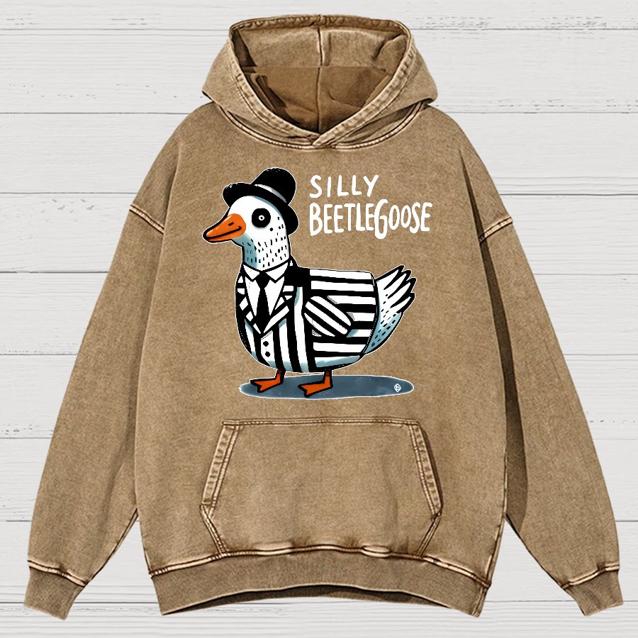 Beetle Goose Cotton Pullover Vintage Distressed Hoodie
