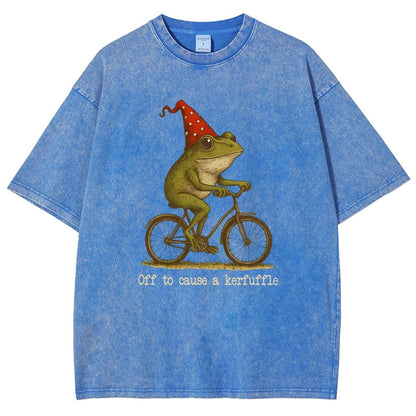Off to Cause a Kerfuffle Frog Vintage Distressed T-shirt