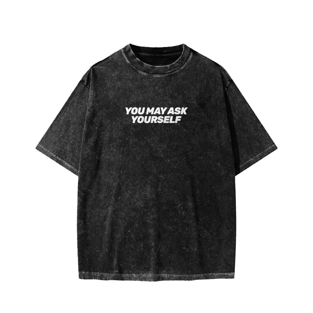 Techno Apocalypse Front And Back Printing Washed T-shirt