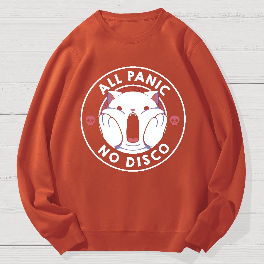 All Panic No Disco Funny Cat Geek Cotton Sweatshirt