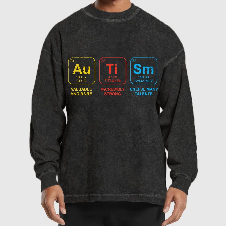 Autism Awareness Periodic Table Elements Geeks Washed Long Sleeve Tee