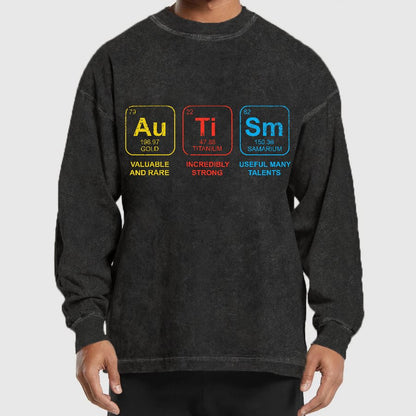 Autism Awareness Periodic Table Elements Geeks Washed Long Sleeve Tee