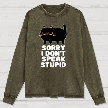 I Don't Speak Stupid Washed Long Sleeve Tee