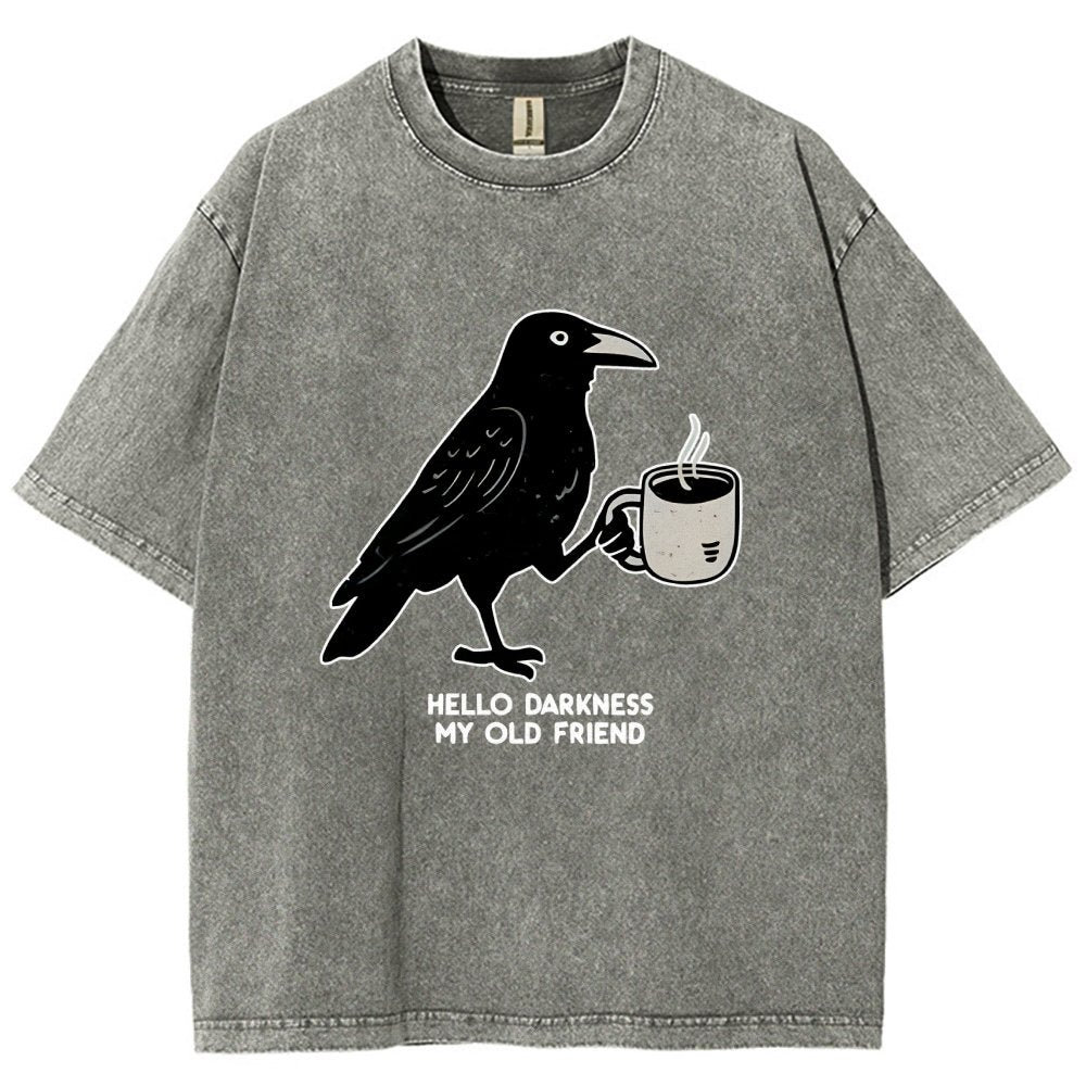 Raven Crow Coffee Vintage Distressed T-shirt