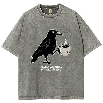 Raven Crow Coffee Vintage Distressed T-shirt