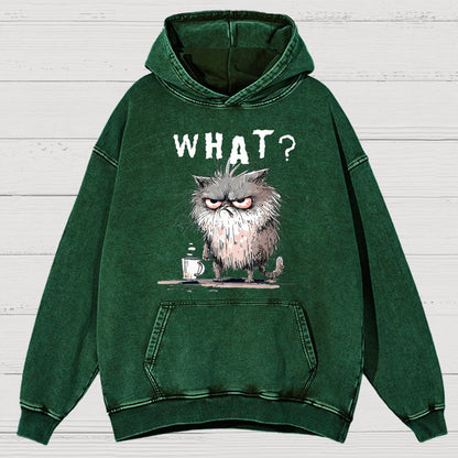 Bad Temper Feline With Coffee Grumpily Catty Funny Vintage Distressed Hoodie