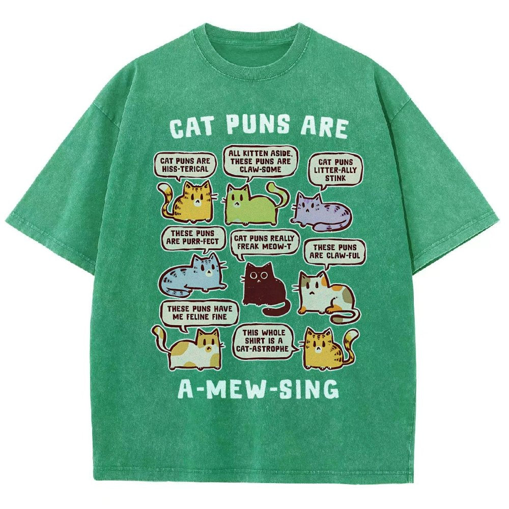 Cat Puns Are A-Mew-sing Vintage Distressed T-shirt