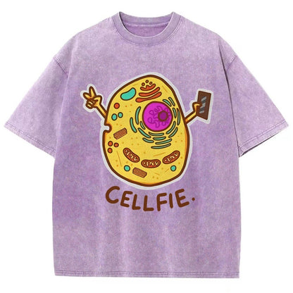 Biology pun Cell-Fie Vintage Distressed T-shirt