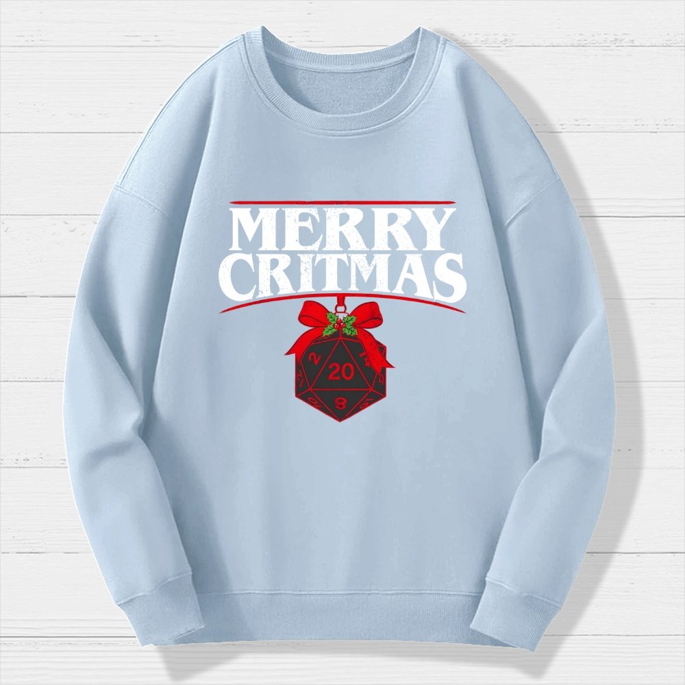 Merry Critmas D20 Holiday Geek Cotton Sweatshirt