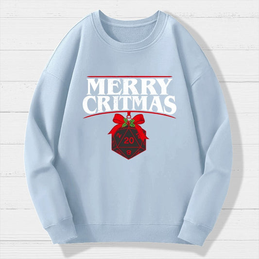 Merry Critmas D20 Holiday Geek Cotton Sweatshirt