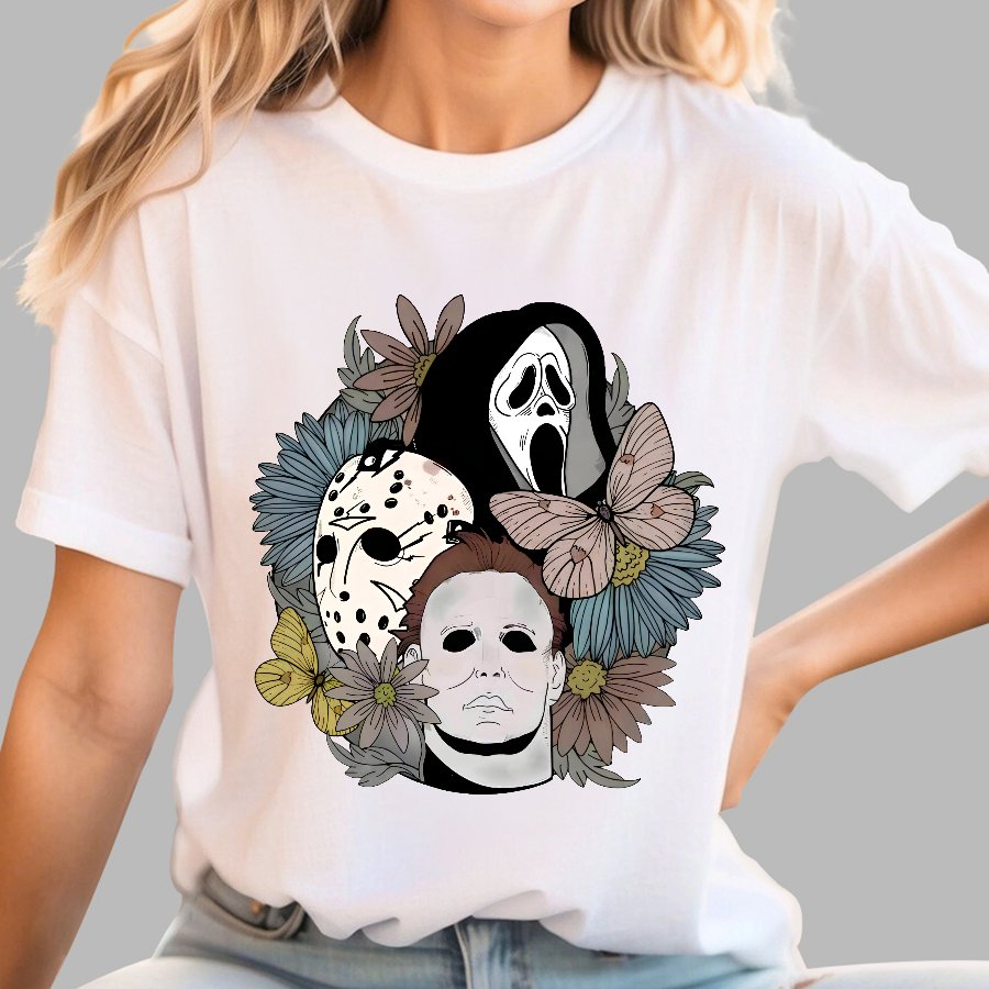 Horror Halloween Floral Scream Geek T-Shirt