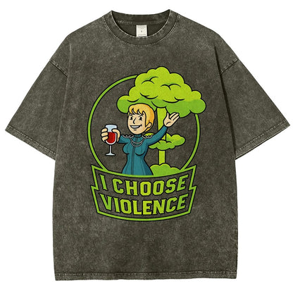I Choose Violence & Green Atomic Vintage Distressed T-shirt