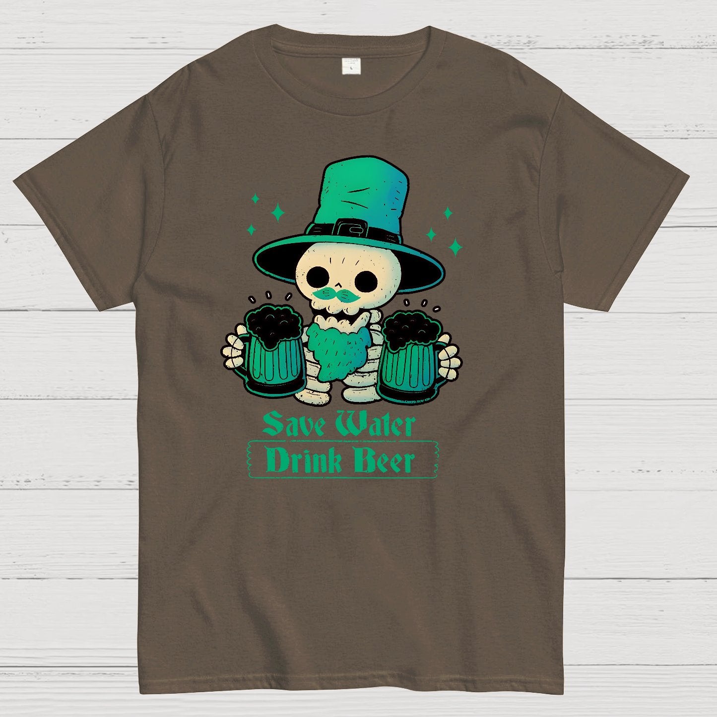 Skeleton St Patrick drinks Beer Geek T-Shirt