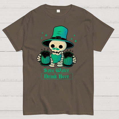 Skeleton St Patrick drinks Beer Geek T-Shirt