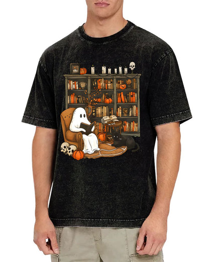 Retro Ghost Reading Books Sweatshirt Vintage Distressed T-shirt