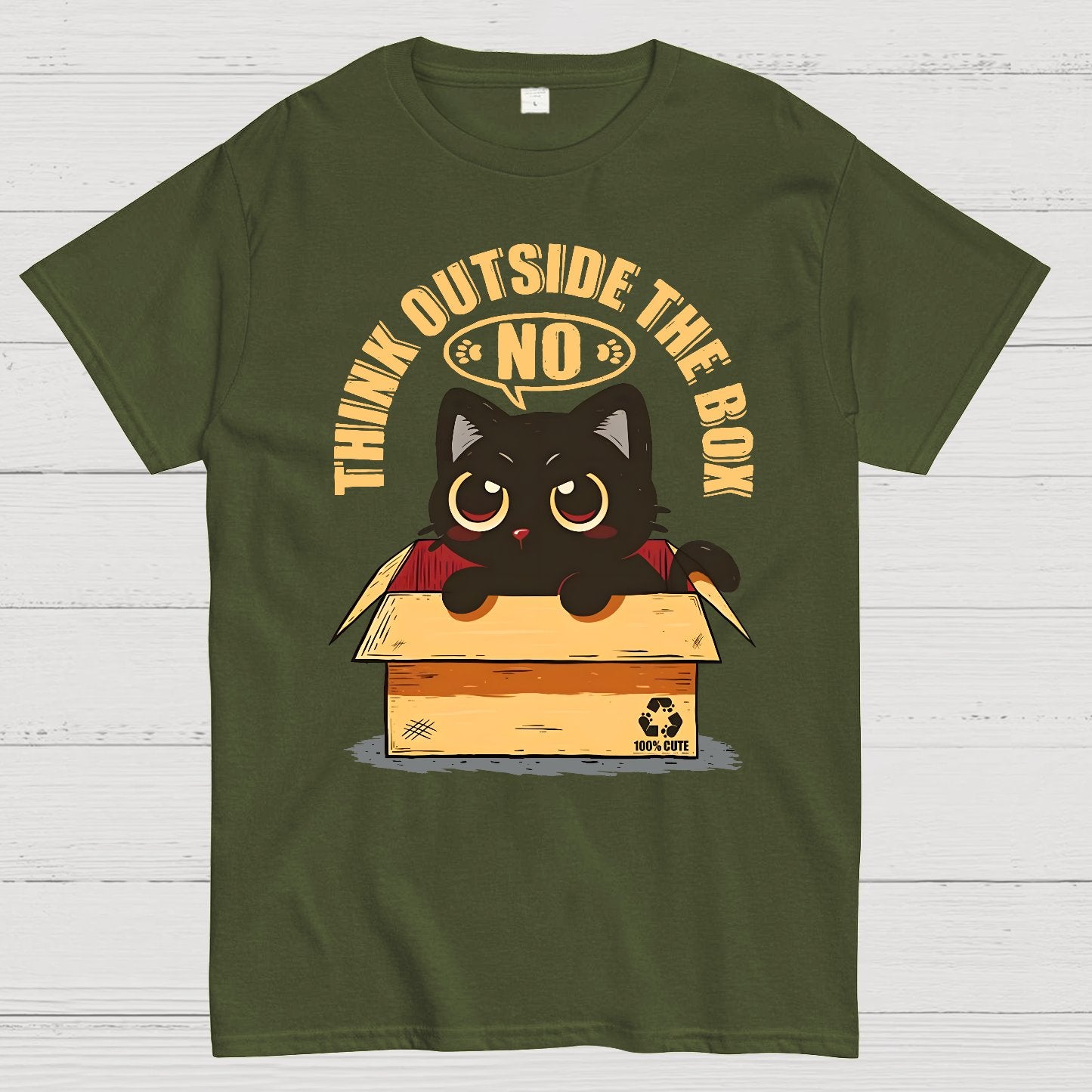 Cat THink Outside In A Box Geek T-Shirt
