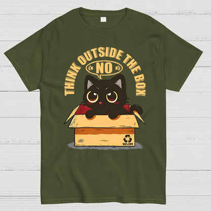 Cat THink Outside In A Box Geek T-Shirt