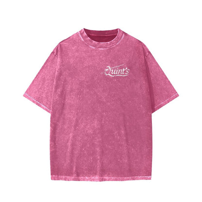 Captain's Shark Fishing Front And Back Printing Washed T-shirt