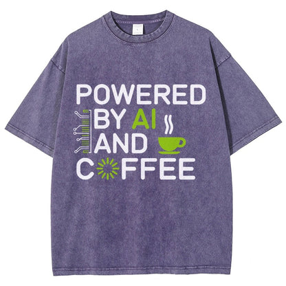 Powered By AI And Coffee Vintage Distressed T-shirt