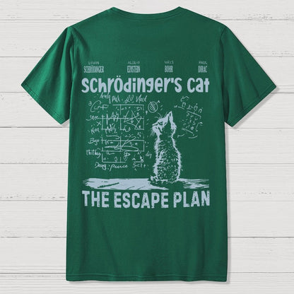 Schrodinger's Cat Escape Plan Interesting Physics Science Back-printed Geek T-shirt
