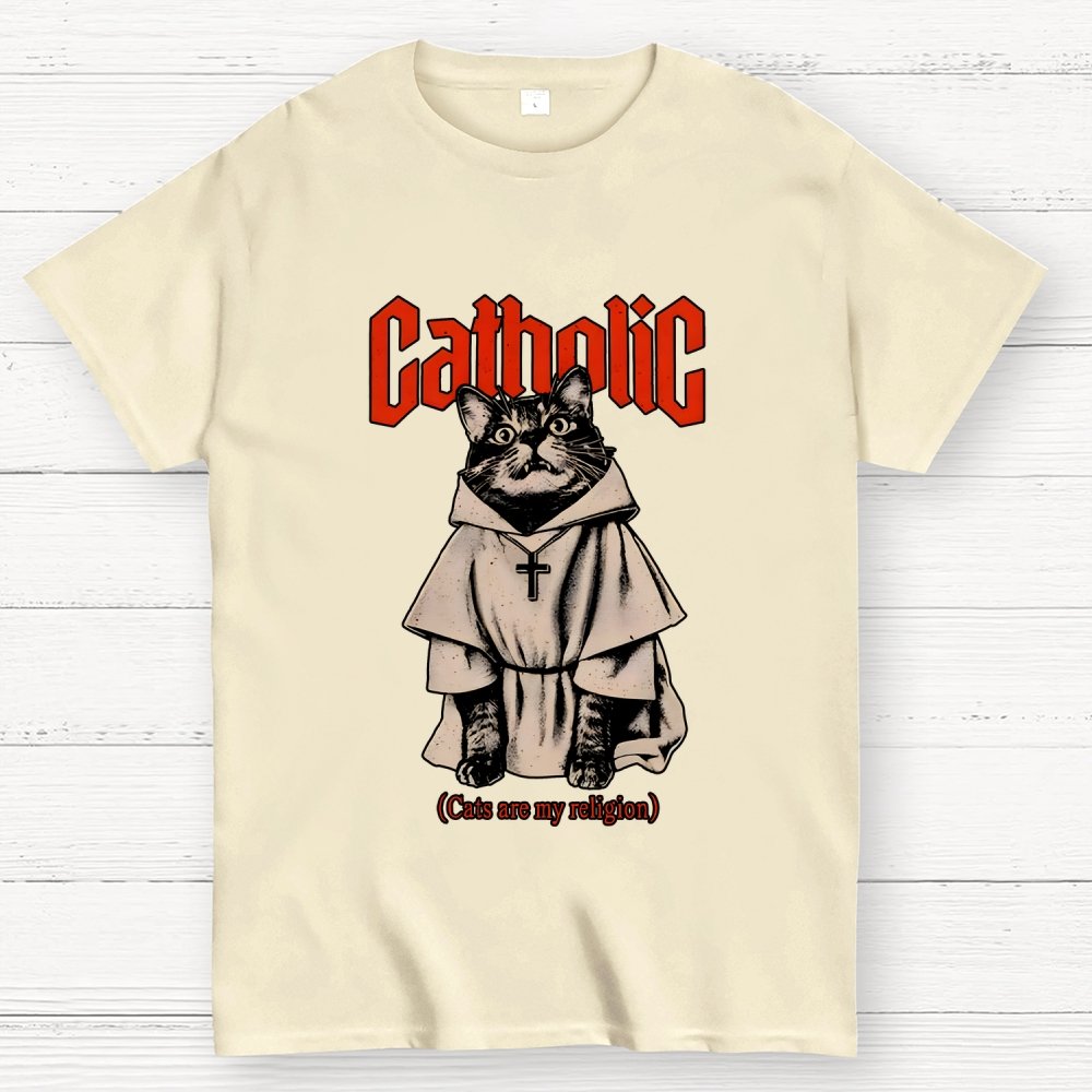 Catholic (Cats Are My Religion) Geek T-Shirt