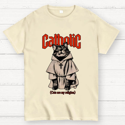 Catholic (Cats Are My Religion) Geek T-Shirt