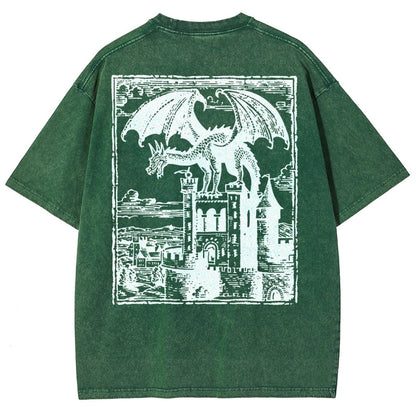 Dragon Vintage Dark Art Graphic Washed T-Shirt