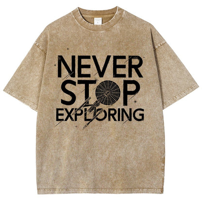 Never Stop Exploring Vintage Distressed T-shirt